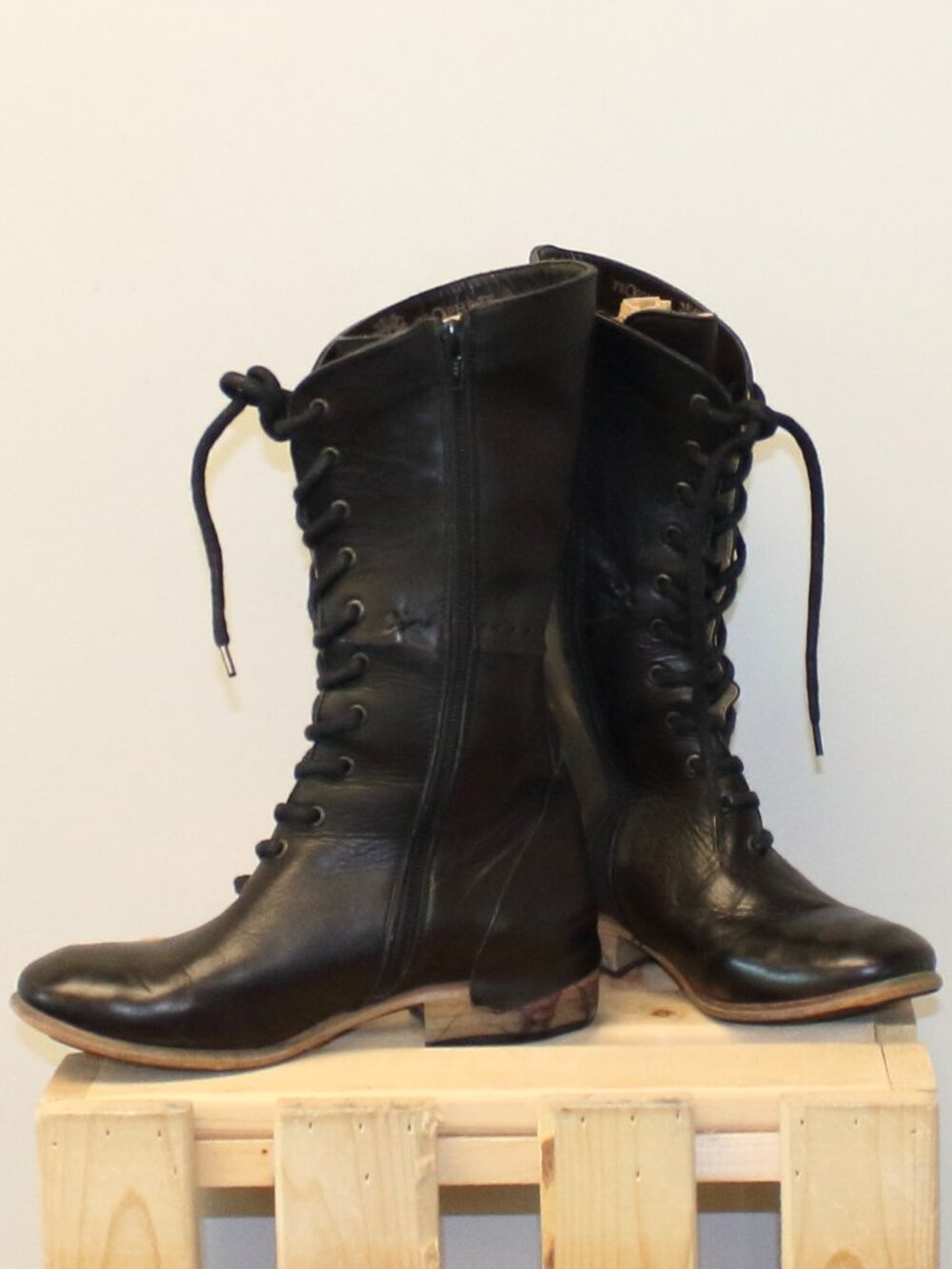 PROPHECY Asymmetrical Lace Black Combat Boot Size 37